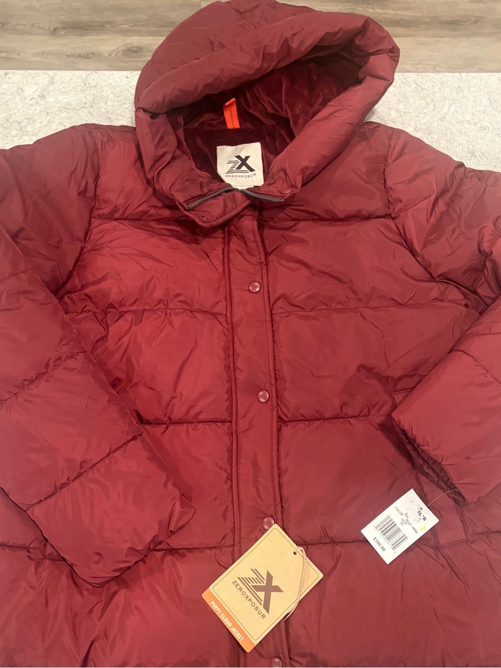 ZeroXposur Women’s Red Quilted Hooded Puffer Jacket-XL